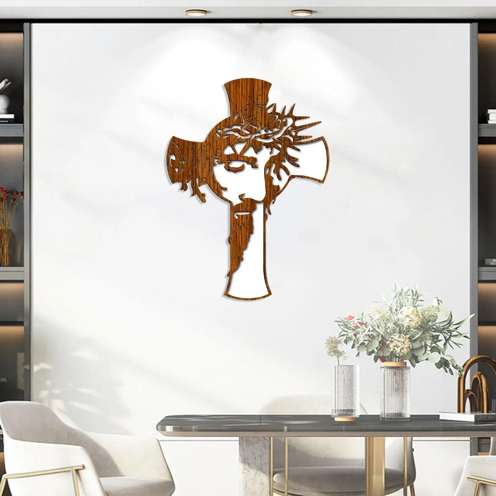 

Crucifix Statue Jesus Wall Hanging Wooden Cross for Bedroom Home Living Room