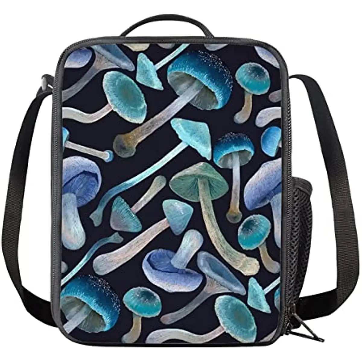 Blue Mushroom Print Kids Lunch Bags Insulated Cooler Lunch Totes Portable Reusable Lunch Box Holders for Kids Boys Girls Lunch