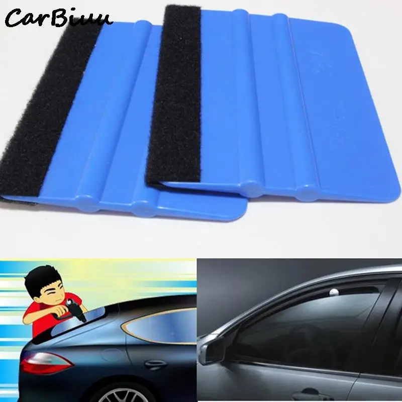 1Pcs Car Styling Vinyl Carbon Fiber Window Ice Remover Cleaning Wash Auto Scraper With Felt Squeegee Tool Film Wrapping