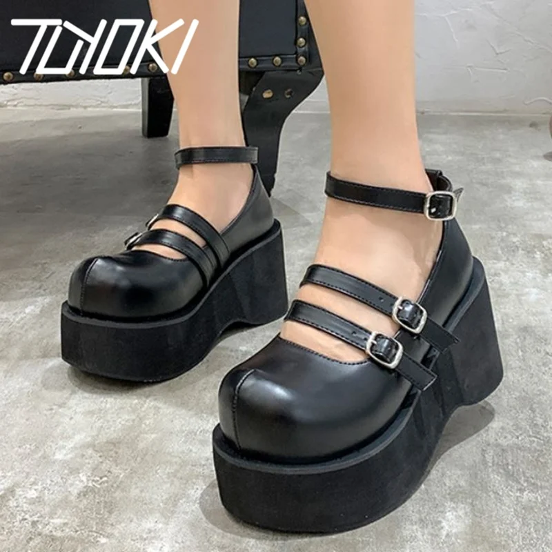 

Tuyoki New Ladies Pumps Real Leather Wedges High Platform Shoes For Woman Fashion Cool Ins Shoes Female Footwear Size 35-40