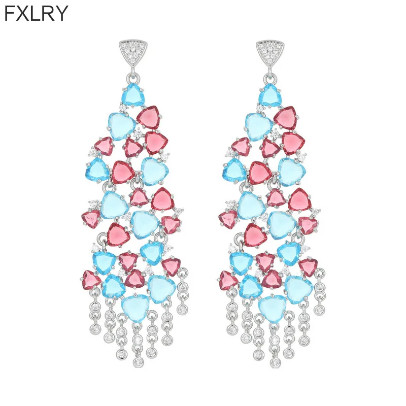 FXLRY модные длинные нишевые геометрические треугольные инкрустации с кисточками