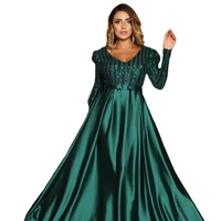 2022 new european and american womens clothing v neck large swing dress sexy long skirt trailing party evening dress robe traf