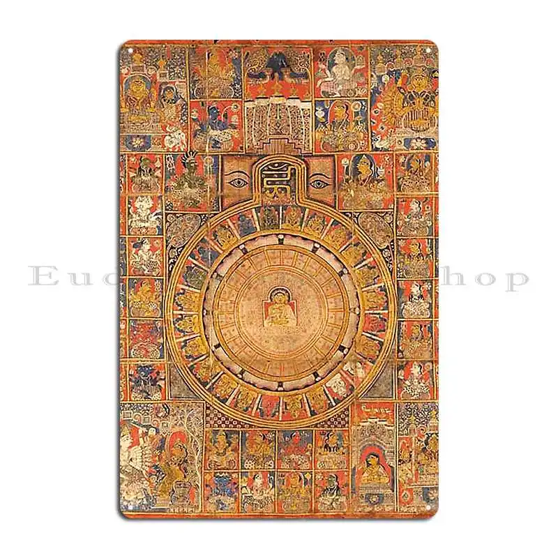 Mandala 114 Jain космическая схема Gujarat 1500s металлический знак дизайн печати гаража