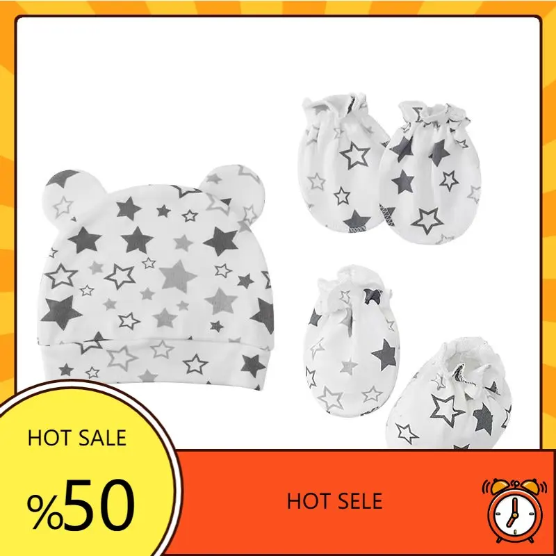 

Infant Baby Hat Gloves Socks Set Newborn Cotton Socsk Baby Hat Toddler Gloves Soft Headwear For Boys Girls Shower Gifts 0-6Mths