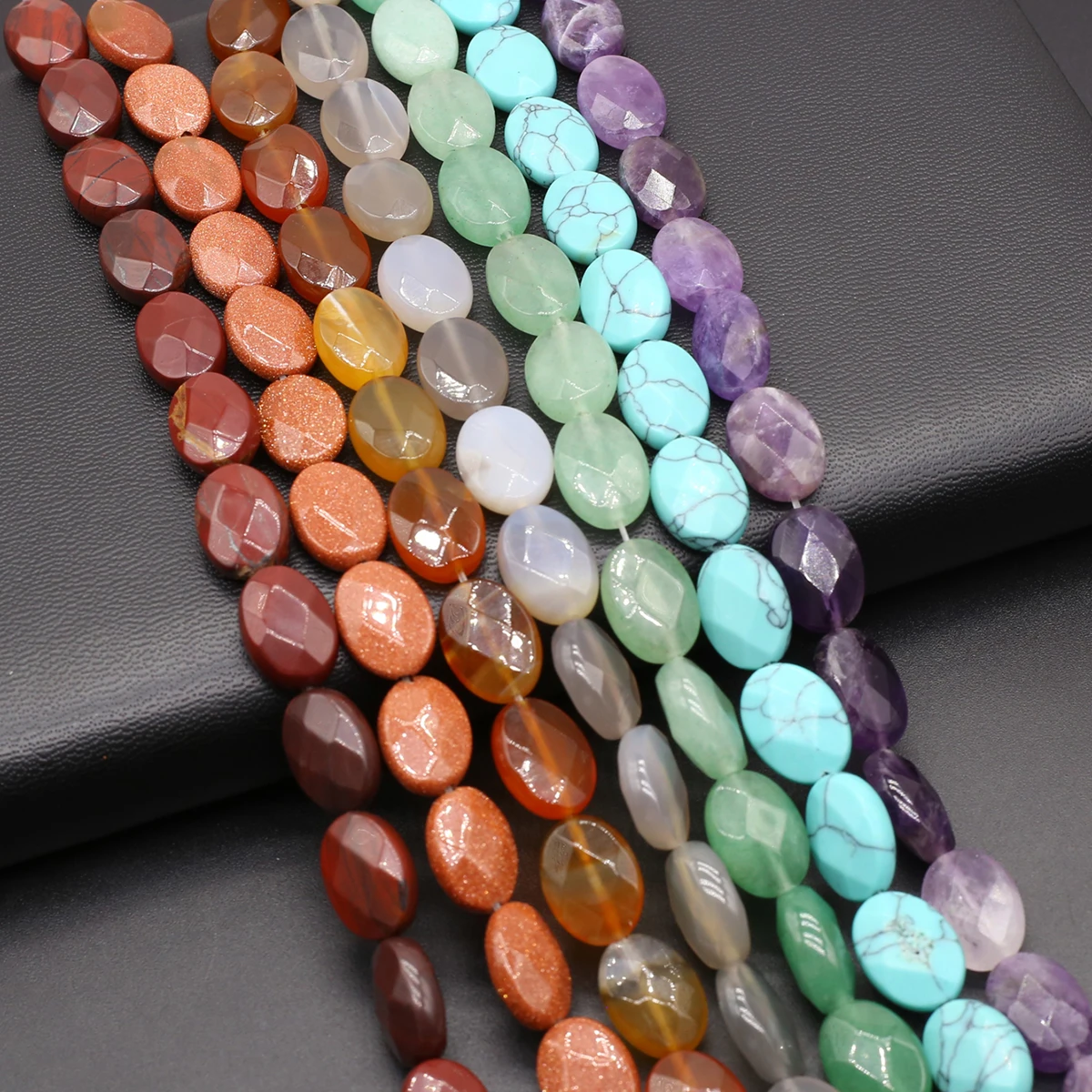 

Natural Stone Beads Oval Shape Faceted Red Agate Rose Quartzs Loose Bead for Jewelry Making Diy Necklace Bracelet Accessories