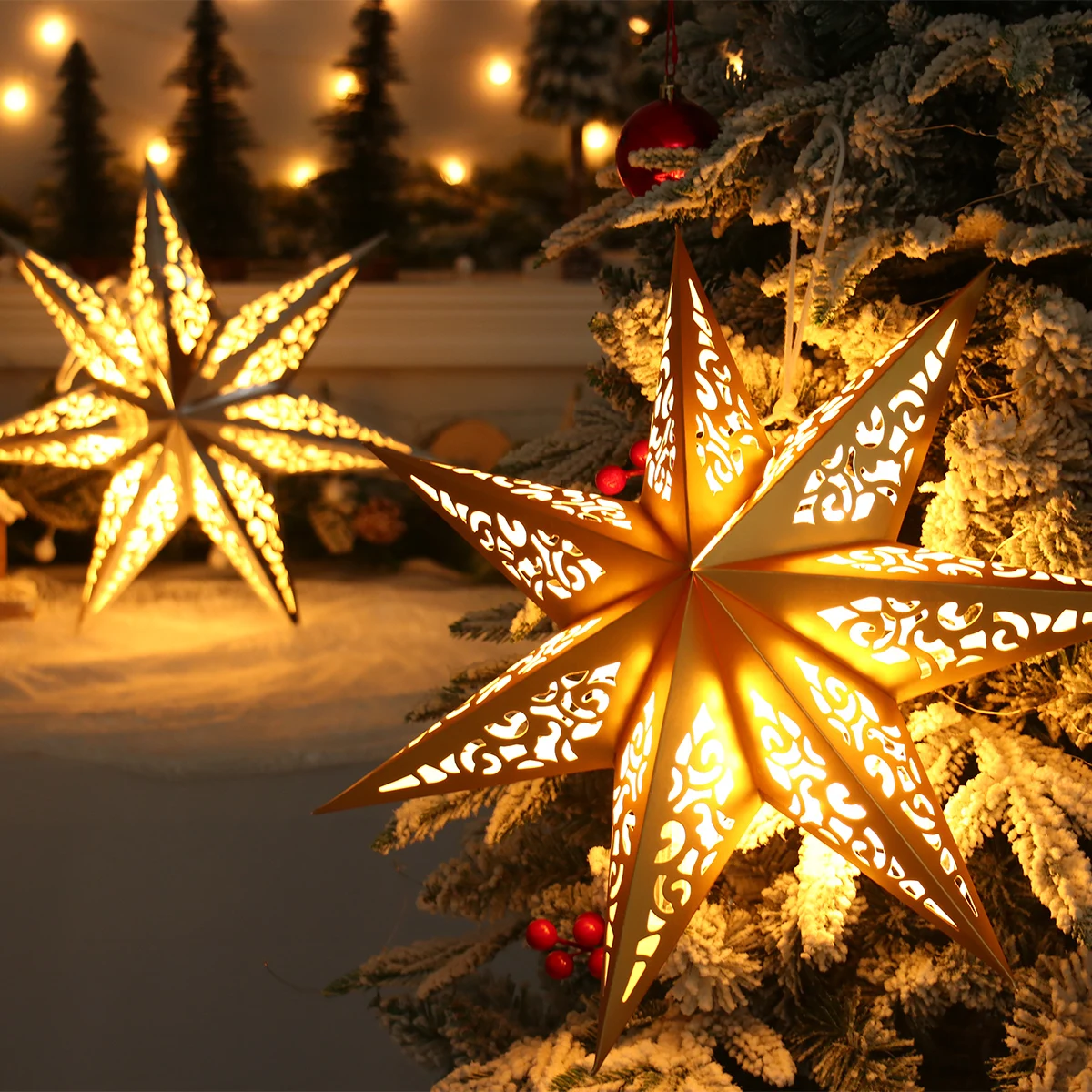 

Полые звезды подвесной кулон Eid Mubarak Рождественское украшение 2023 Свадебная вечеринка Рождественские звезды абажур декор звезды фонарь