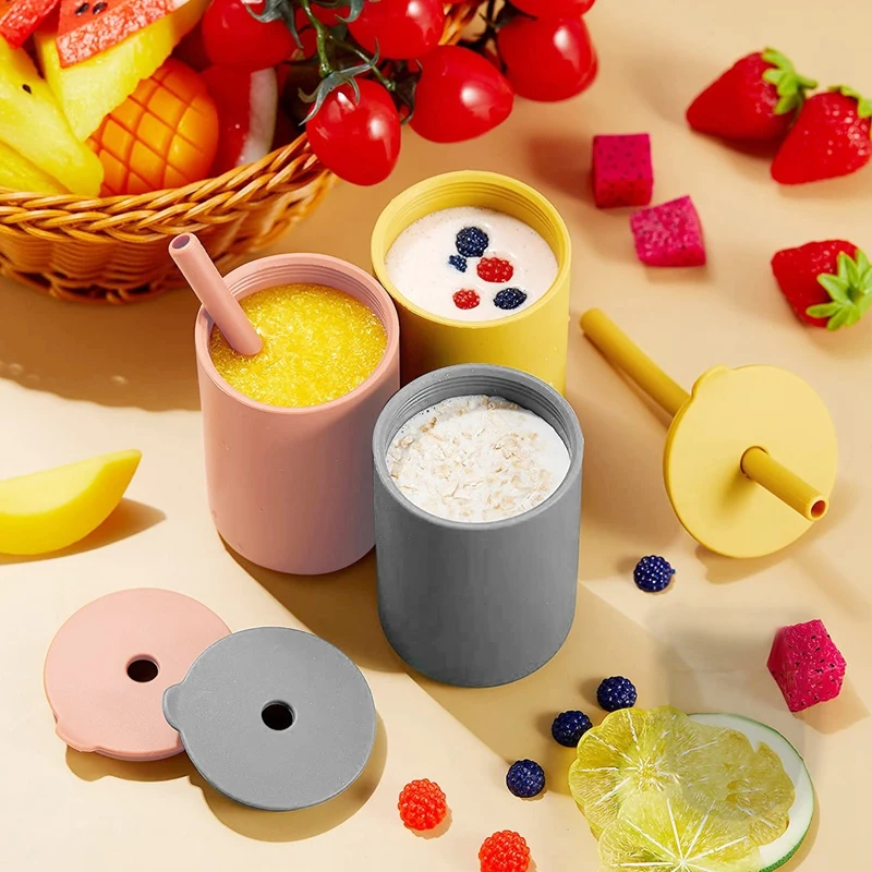 

Силиконовая чашка для малышей, детская тренировочная чашка с соломинкой, устойчивая к образованию, кружка для питьевой воды, чашка для мале...