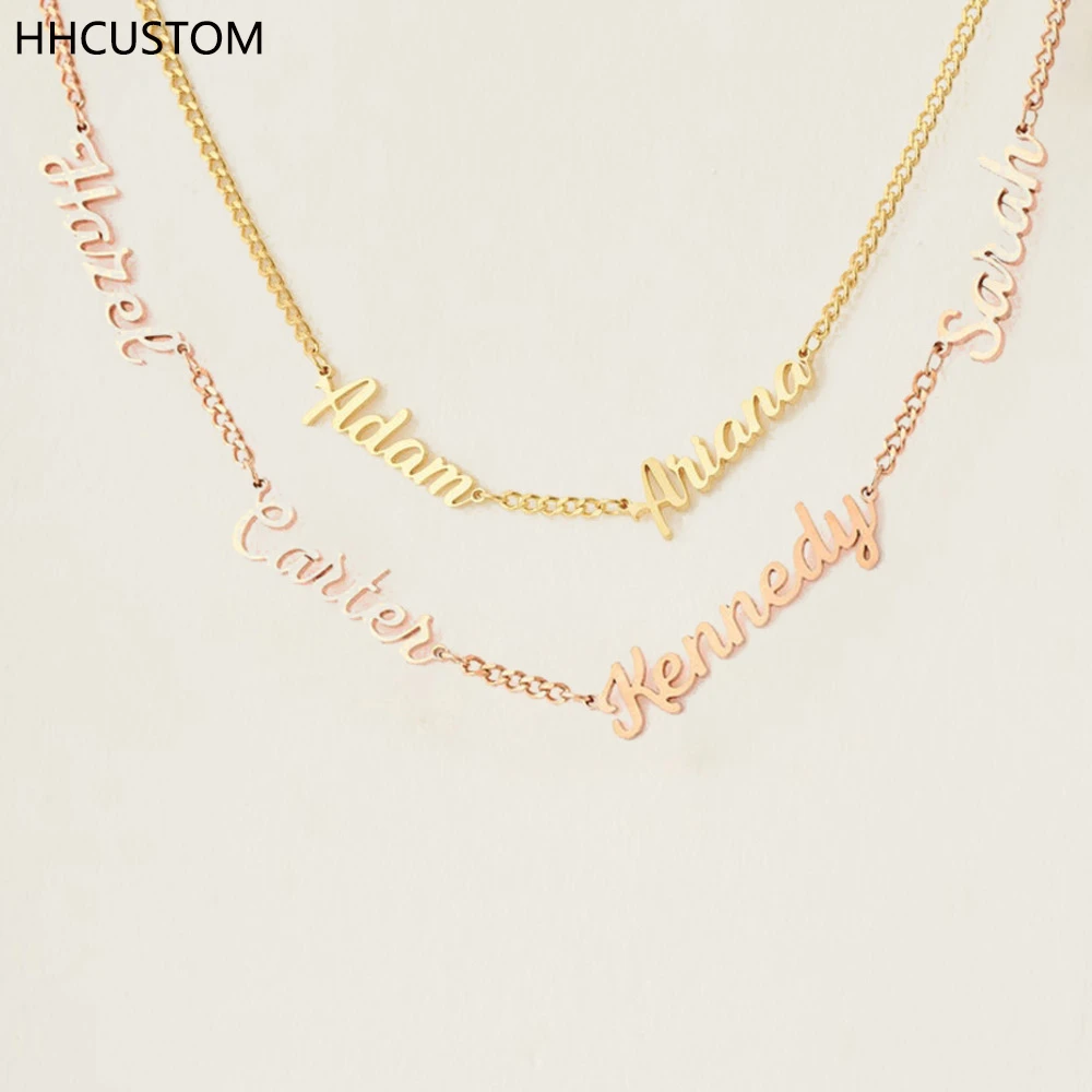 

Индивидуальные ожерелья с различными именами HHCUSTOM, кубинская цепь из нержавеющей стали, Индивидуальные женские Украшения, Рождественский ...