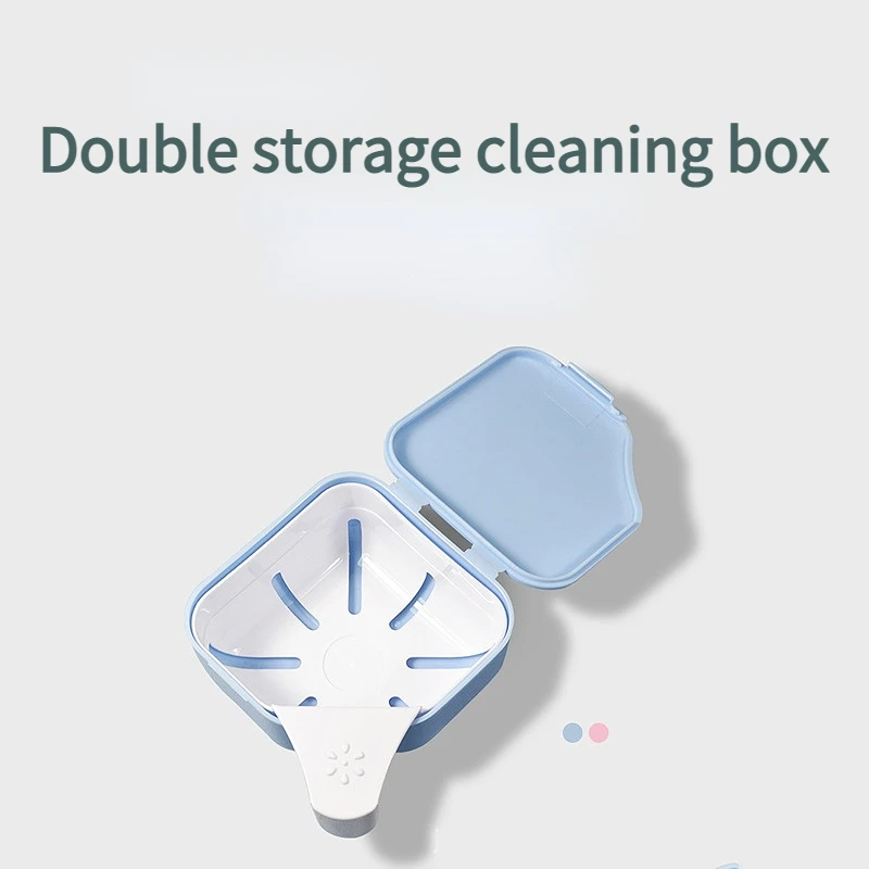 

Denture Bath Box Cleaning Teeth Case Dental False Teeth Storage Box with Hanging Net Container Container Denture Boxs Container