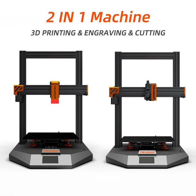 TEVOUP HYDRA 3D Printer Laser Engraver 2 in 1 Carving Machine 305x305x400mm Build Volume Lattice Glass Platform Fast Heating Bed 2