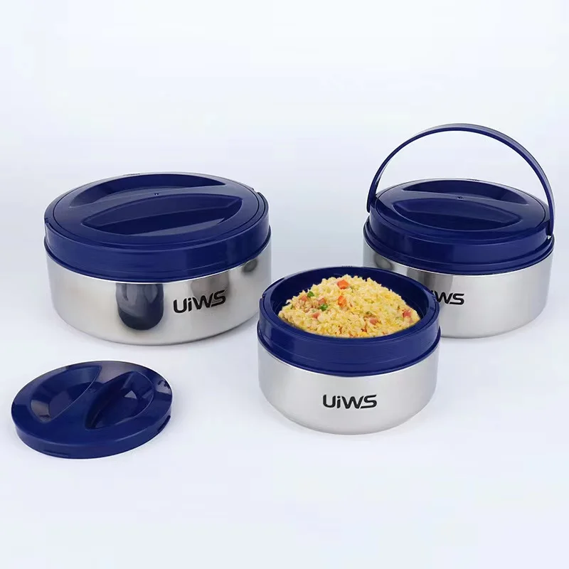 

3pcs/set 1/2/4L Stainless Steel Heat Preservation Pot With Handle Food Sealed Lunchbox Camping Office Lunch Box