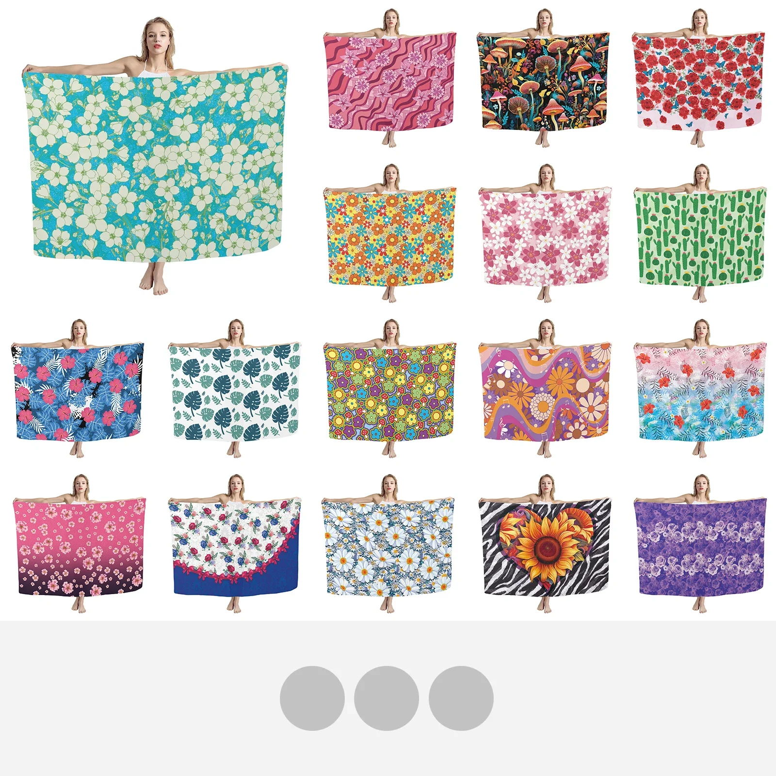 Женский пикантный пляжный купальник платье с запахом цветочным принтом растений