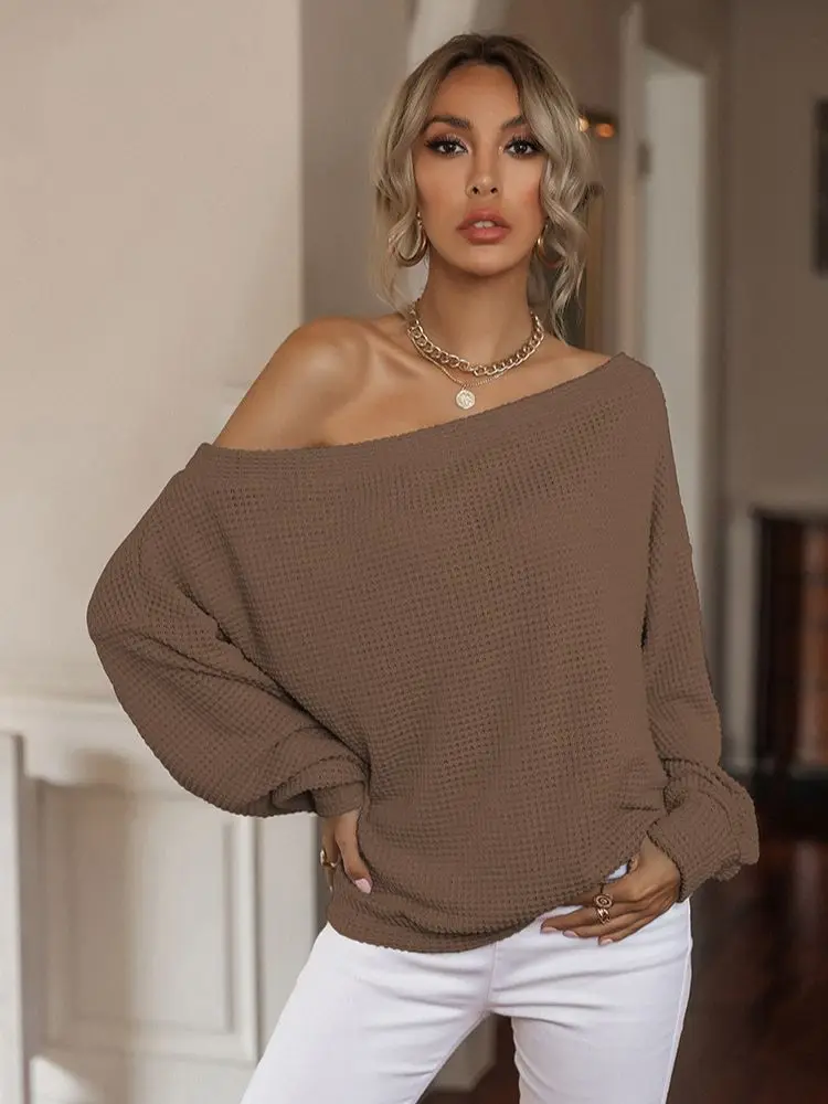 

Casual Plain One shoulder Long sleeve Loose Fall Daily Sweatshirts