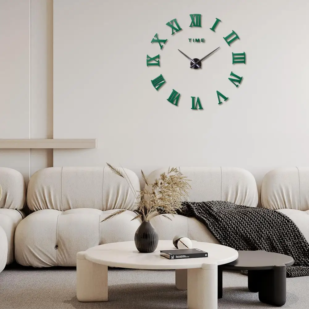 

Modern Wall Clock Fine Workmanship Compact 3D Big Acrylic Mirror Wall Clock Long Lasting Geometric Clock for Office