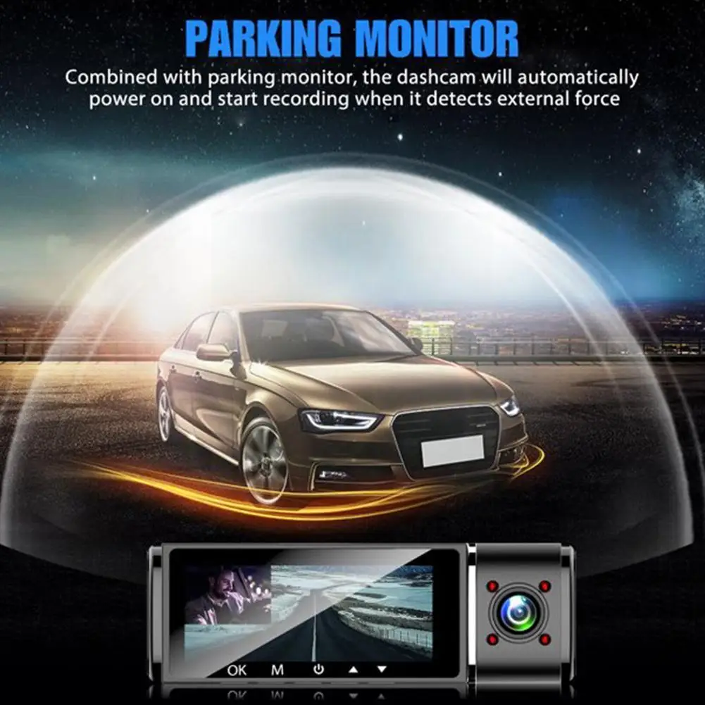 Автомобильный видеорегистратор с двойной камерой встроенный и передний