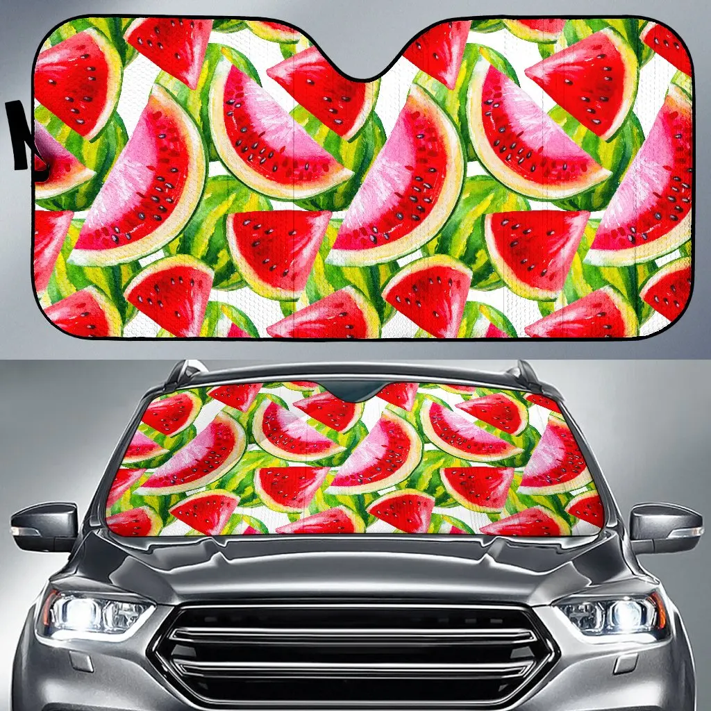 

Watercolor Watermelon Pattern Print Car Sun Shade
