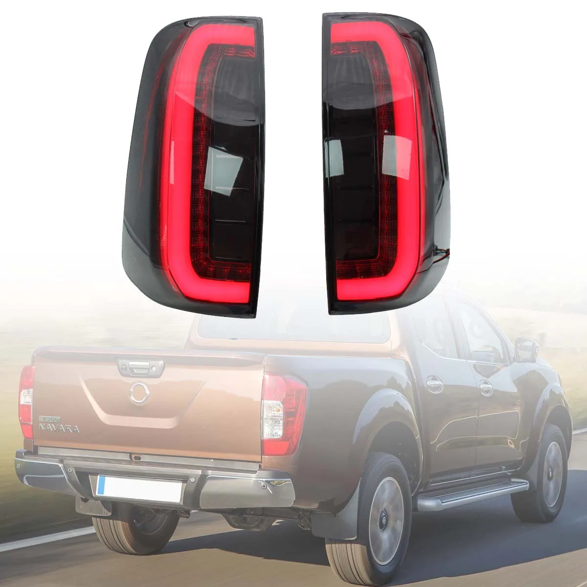 

2PCS Tail Light For Nissan NP300 Navara 2016-2020 BLACK LED Taillight Car Accessories