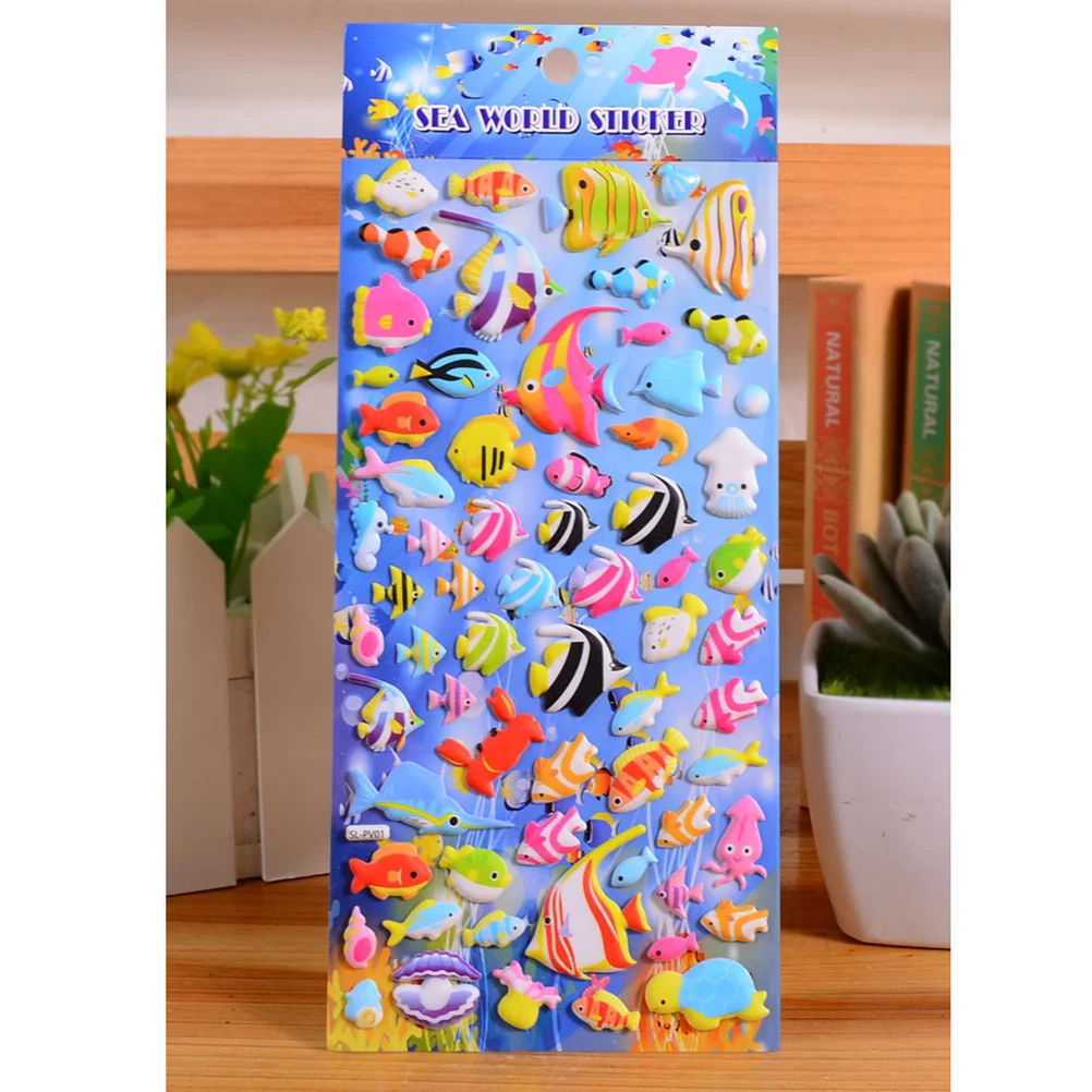 

Pack of 10 Decorative Lovely Sea World PVC Bubble Puffy Stickers Classic