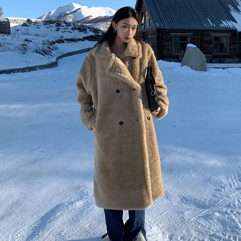 New in Autumn  Winter Long Coat Woman Faux Fur Coat Women Warm Ladies Fur Teddy Jacket Female Plush Teddy Outwear Plus Size y2k