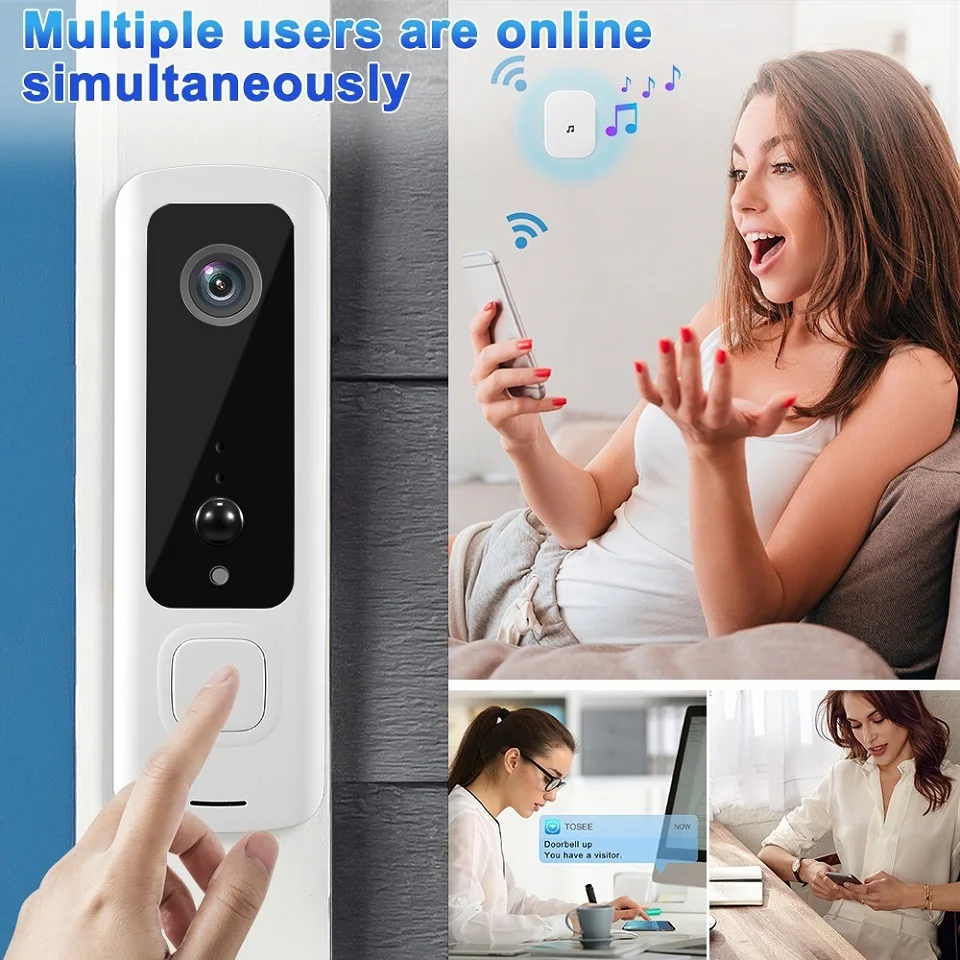WSDCAM WIFI дверной звонок Камера PIR Сигнализация Дверной ИК Ночное Видение умный дом