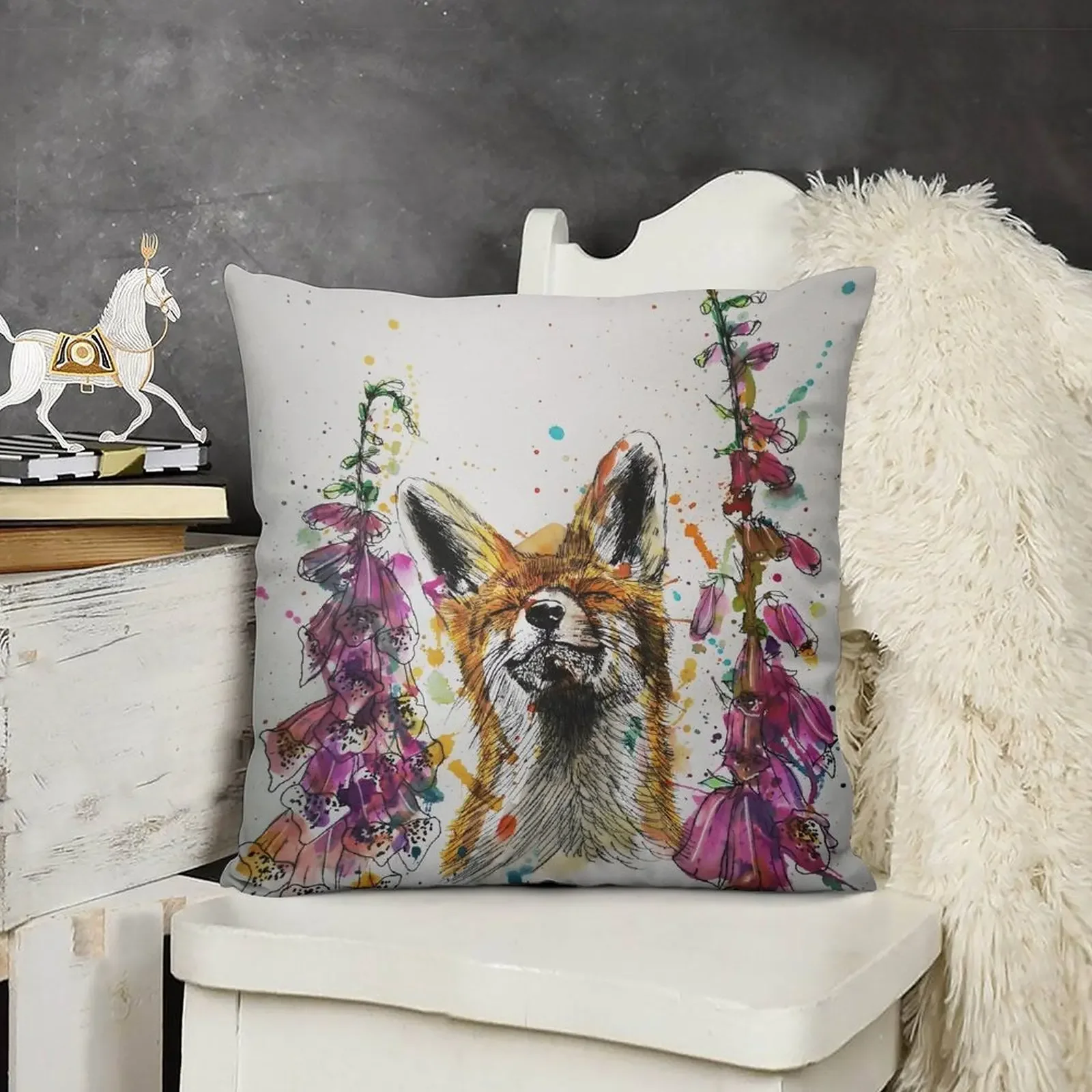 Фокс среди перчаток лисы Подушка Декоративная наволочка Подушки