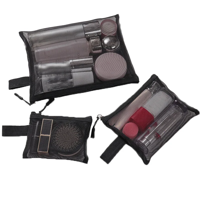 

New Portable Mesh Makeup Bags Organizer Case Black Women Girls Cosmetic Bag Purse Makeup Brushes Lipstick Pouch Girls Beauty Bag