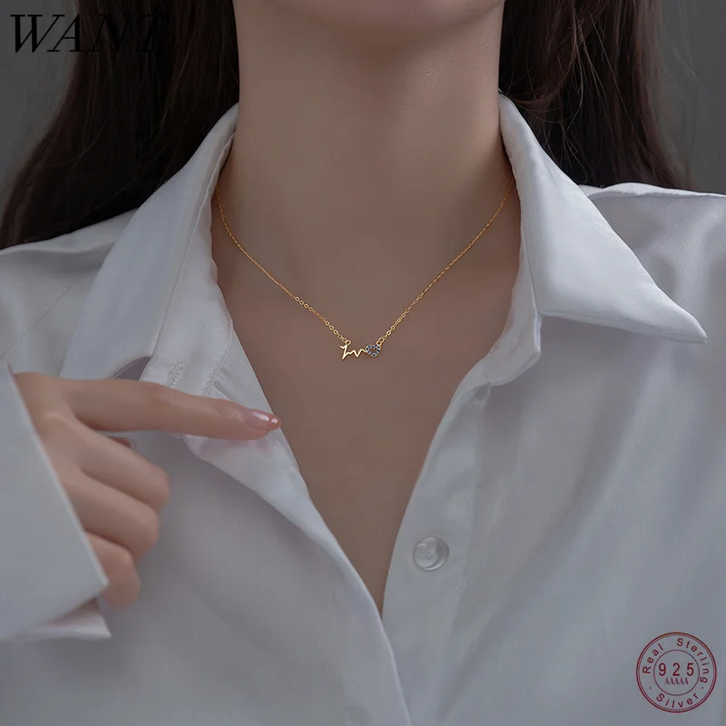 Женское колье WANTME из серебра 925 пробы с кулоном в виде волны | Украшения и