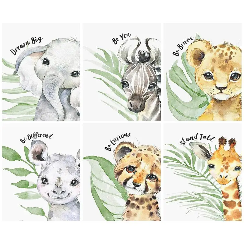 

CHENISTORY Frame Animal Diy Painting By Numbers Elephant Giraffe Zebra Modern Wall Art Picture Coloring By Numbers Green Leaf Un