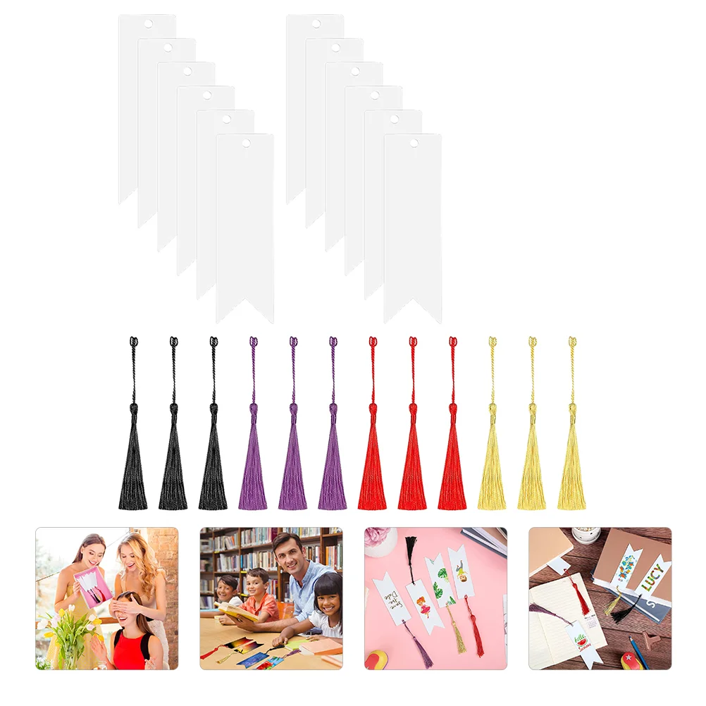 

Blank Bookmarks Bookmarkacrylic Craft Decorate Printable Sublimation Tassels Pendant Print Diy Set Clear White