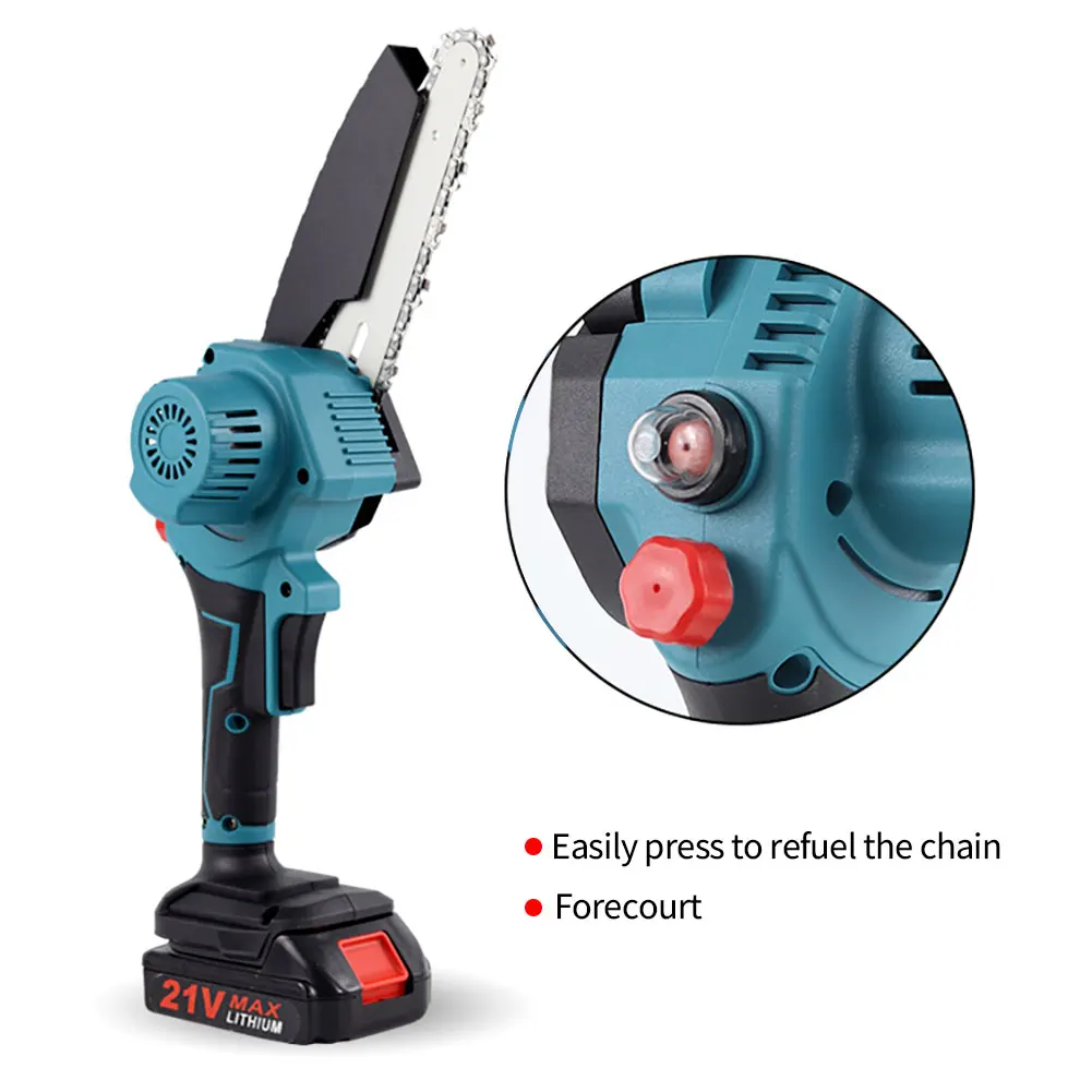 21V 2 Battery 6 In/4In Mini Electric Pruning Saw Rechargeable Saw Small Wood Spliting Chainsaw One-handed Garden Woodworking