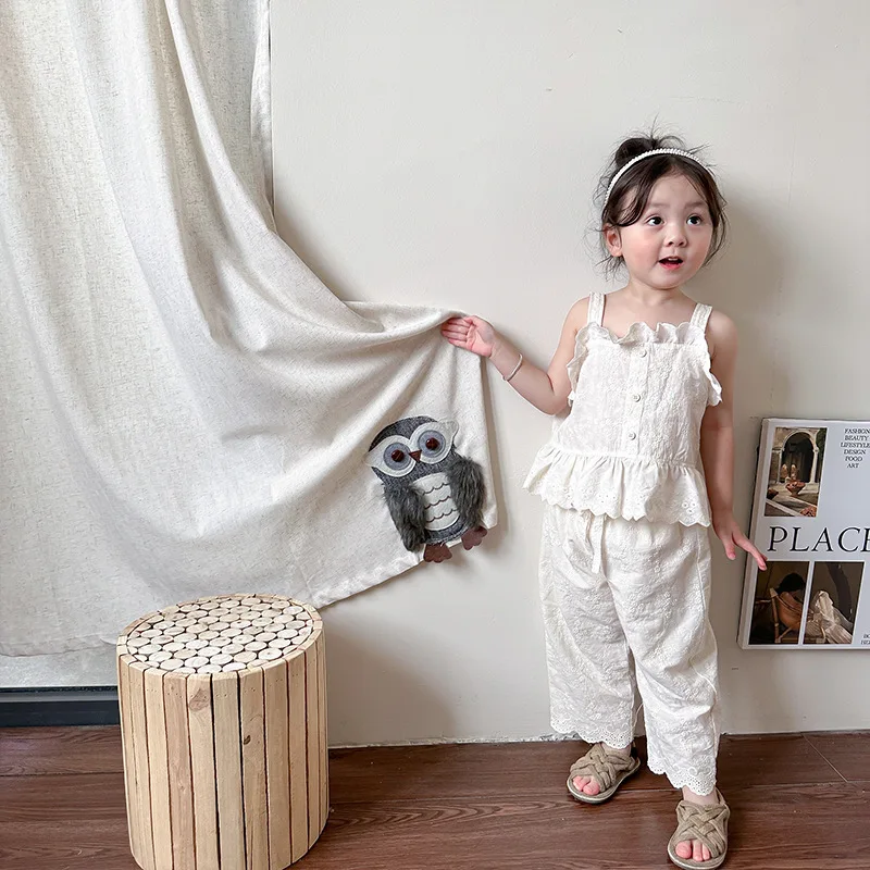 

Новинка 2023, кружевная хлопковая подтяжка, тонкая дышащая детская одежда для детей, летняя одежда