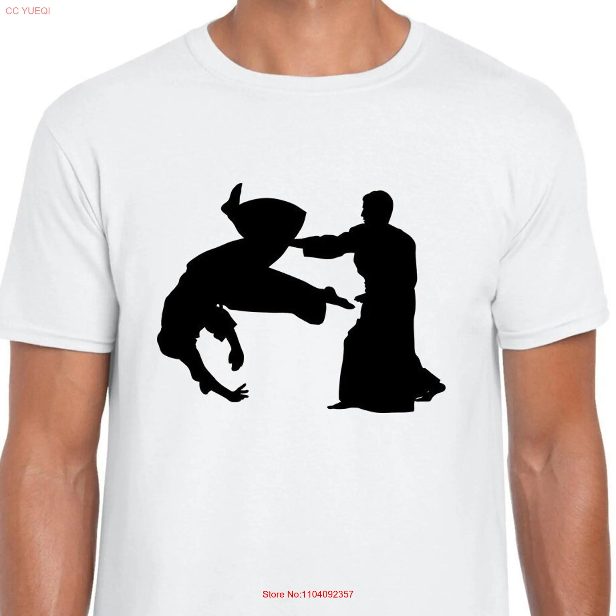 Хлопковая футболка с логотипом боевых искусств Aikido Мужской Топ длинным или