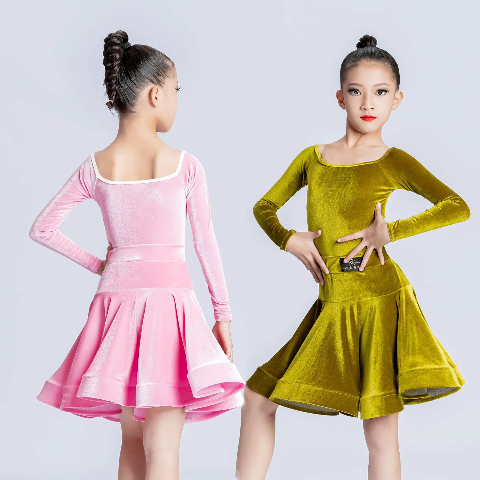 

2022 New Children Latin Dance Clothes Girls Autumn Winter Training Clothes Professional Grading Test Competition Clothes