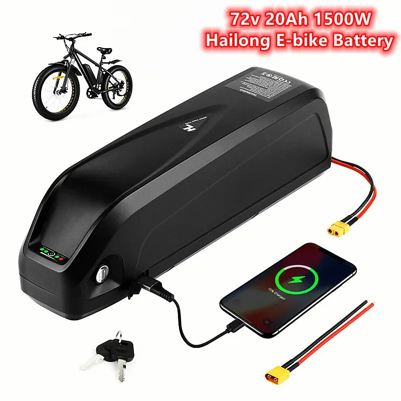 

Original 72V Battery 1000W 84V Battery 1500W Hailong Ebike Battery 17AH 20AH Large Capacity 60A BMS Super Powerful 18650 Cell