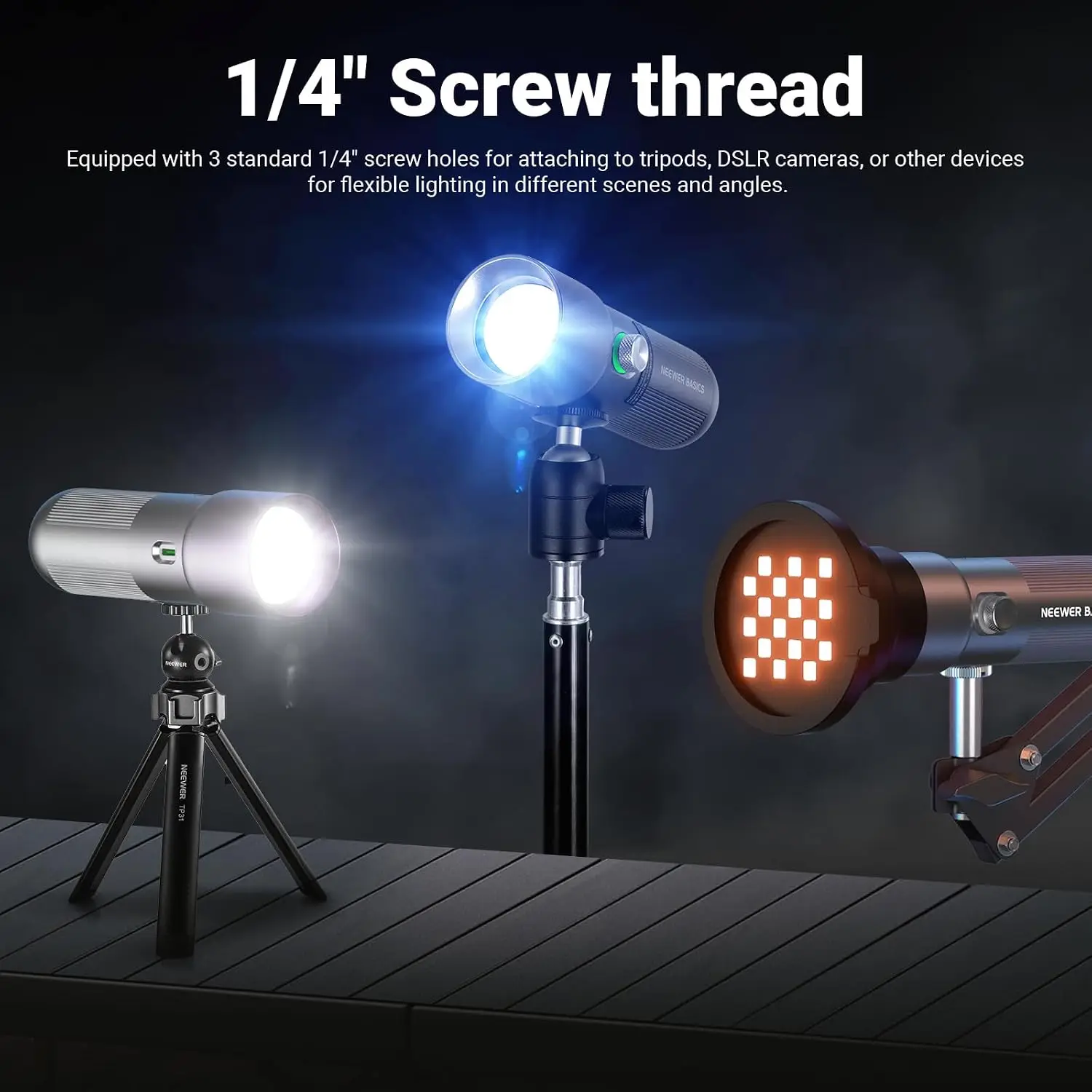 Фонарь для фотосъемки NEEWER Basics RGB, 4 цвета20 GOBO-фильтровCRI95+7500 мАч, 10 Вт, 6300K, портативный светодиодный видеосветильник (art.: 3920dc930d3a5) - 3920dc930d3a5
