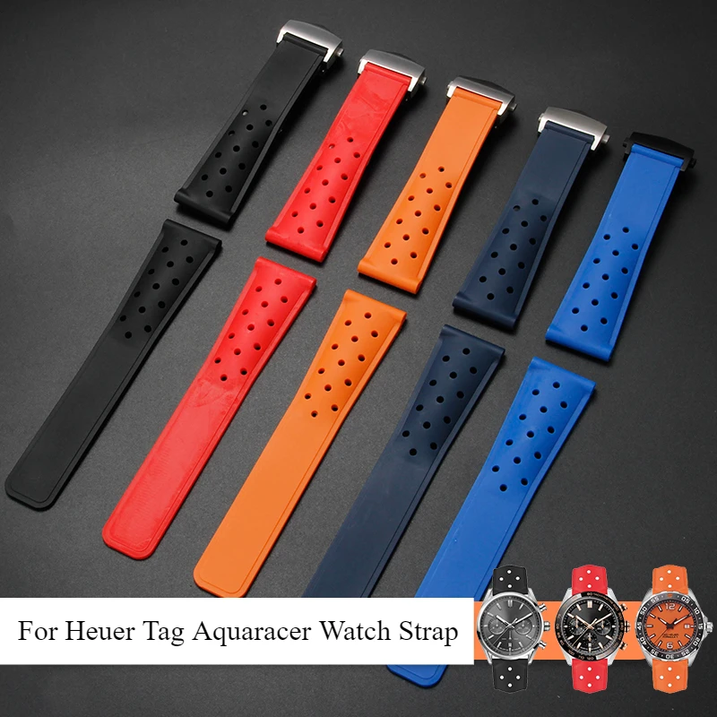 Эластичный силиконовый ремешок высшего качества для Tag Heuer Aquaracer серии F1