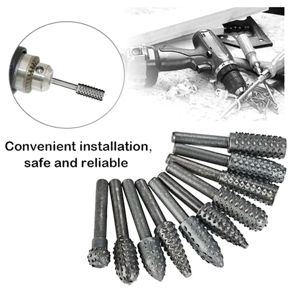 

Набор шлифовальных инструментов, комплект из 10 вращающихся насадок с хвостовиком 4 дюйма для полировки дерева и пластика