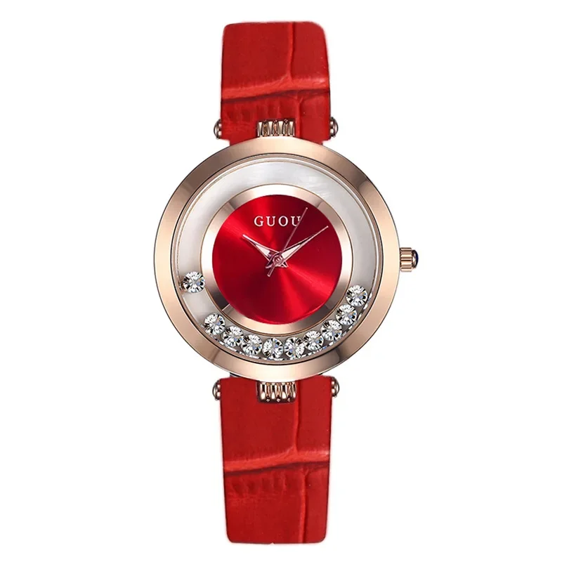 

GUOU Ancient European Watch Women's Trendy Women's Personality Set Diamond English Casual Fashion Temperament Belt Women's Watch