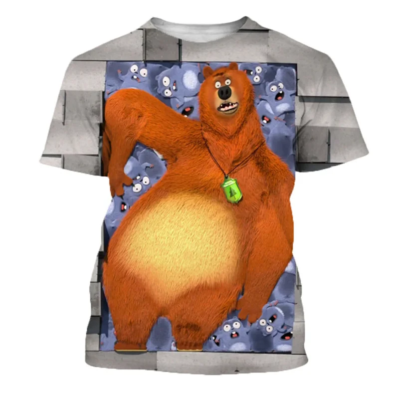 

2022 new summer children's clothing cartoon bear and mouse family 3D printing casual boys T-shirt girls cute kawaii top 4-14T