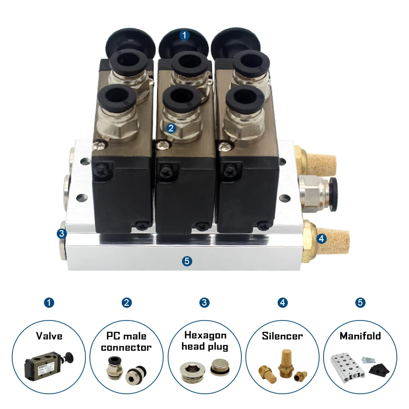 4L210-08 4R210-08 Ручной клапан 2-ходовой 5-позиционный двухтактный пневматический