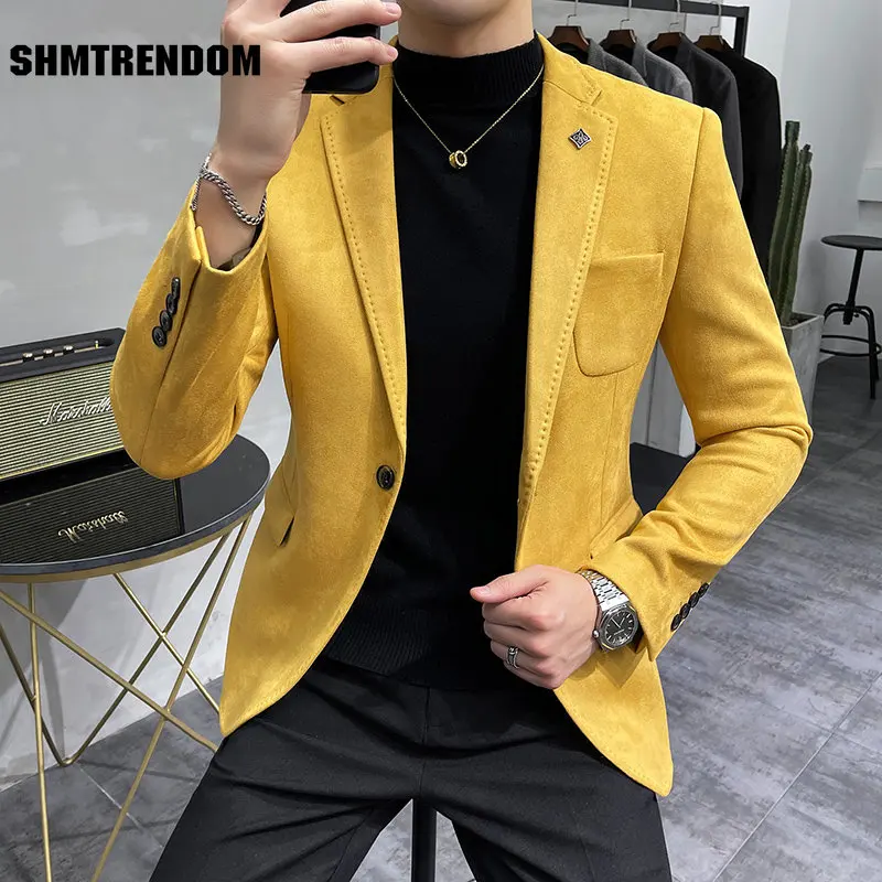 

2023 High Quality Blazer Men's British Trend Premium Simple Business Elegant Fashion Casual Gentleman Slim Suit Deer Velv Jacket