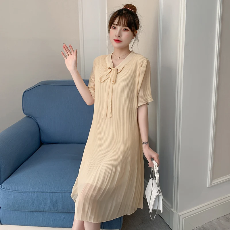 Летнее Модное шифоновое платье для беременных женщин 2022 с коротким рукавом и