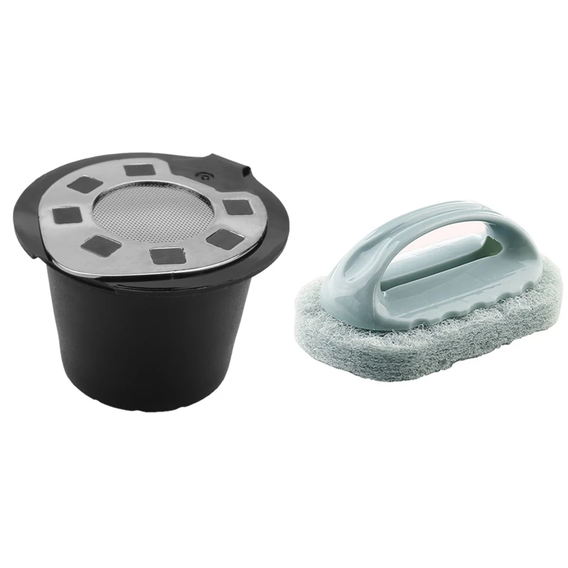 

AFBC 6 Pcs Reusable Refill Coffee Capsule Pod Filter Baskets & 1 Pcs Handle Bath Brush Tile Brush Decontamination Brush