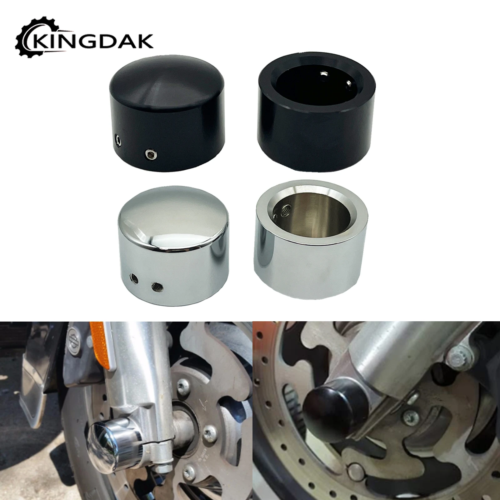 

2 шт., колпачки для гайки передней оси мотоцикла, алюминиевые колпачки, подходят для Harley Softail Sportster Road King Electra Street Glide 2002-2022