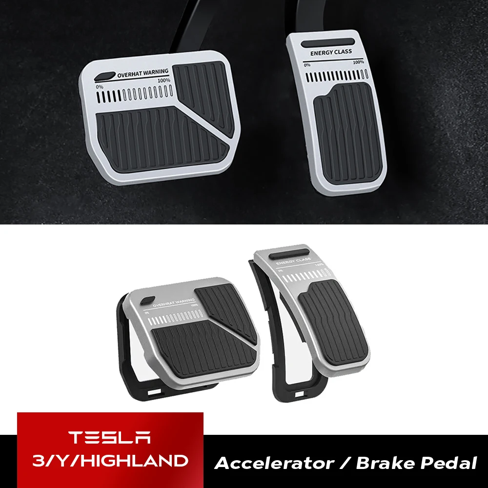 

For Tesla Model Y 3 Highland 2024 Accessories New Clip-on Car Foot Pedal Pads Covers Aluminum Alloy Accelerator Brake Rest Pedal