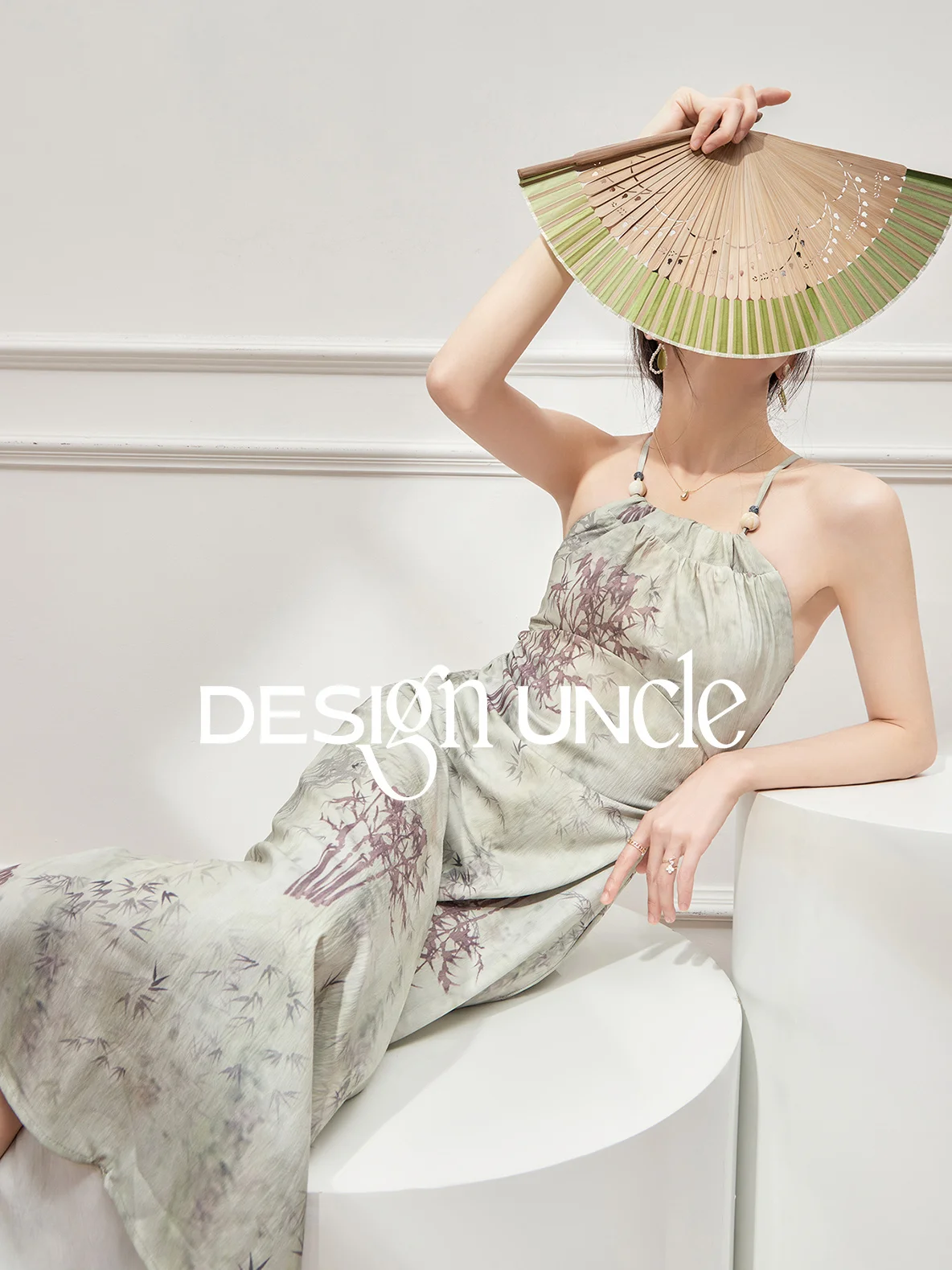 

New Chinese Dress Art Sense Tea Break French Hanging Neck Strap Long Dress Girl