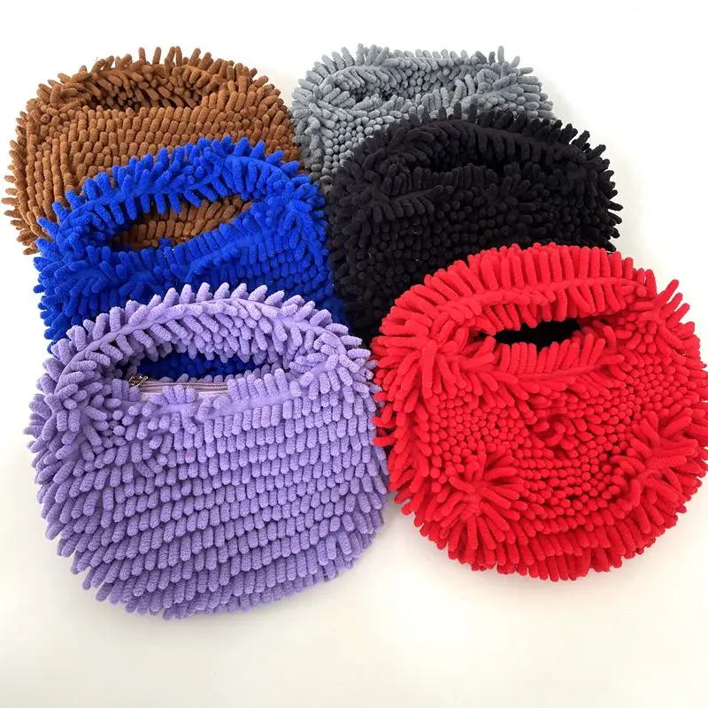 

Autumn Winter Women New Mop Plush Candy-Colored Dumpling Bag Cute Fashion Marshmallow Clutch Messenger Bag