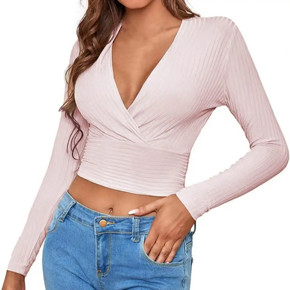 

Popular Autumn Undershirt Ribbed Lightweight Bottoming Blouse Basic Solid Color Slim Bottoming Tee Shirt