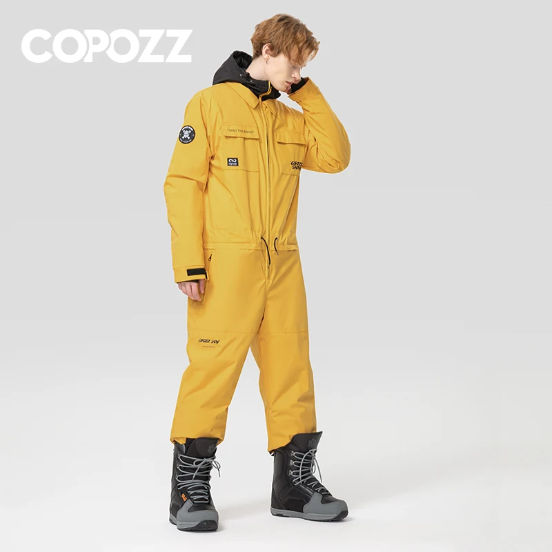 Thick Men Women One-Piece Ski Jumpsuit Outdoor Sports Snowboard Jacket Warm Jump Suit Waterproof Winter Clothes Overalls Hooded