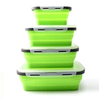 foldable salad bowl 4pcsset folding lunch box tableware set portable silicone food container with lid folding bowl